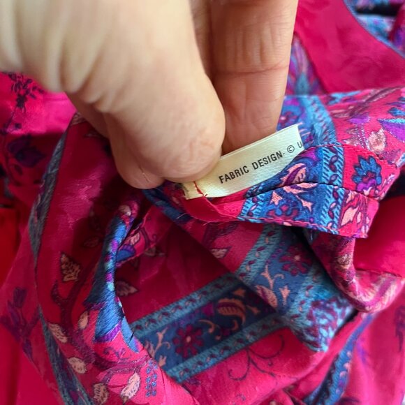 Vintage 80s Umi Collections by Anne Crimmins Size 12 Silk Blouse Peacock - Picture 13 of 13